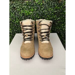 YO KI Women’s Lace up Boot, Faux Fur Lining, Size 39 (8.5) Chunky Heel